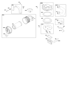 Air Cleaner Group Diagram and Parts List for 386447-0435-B5 200000 - 399999 Briggs and Stratton Engine